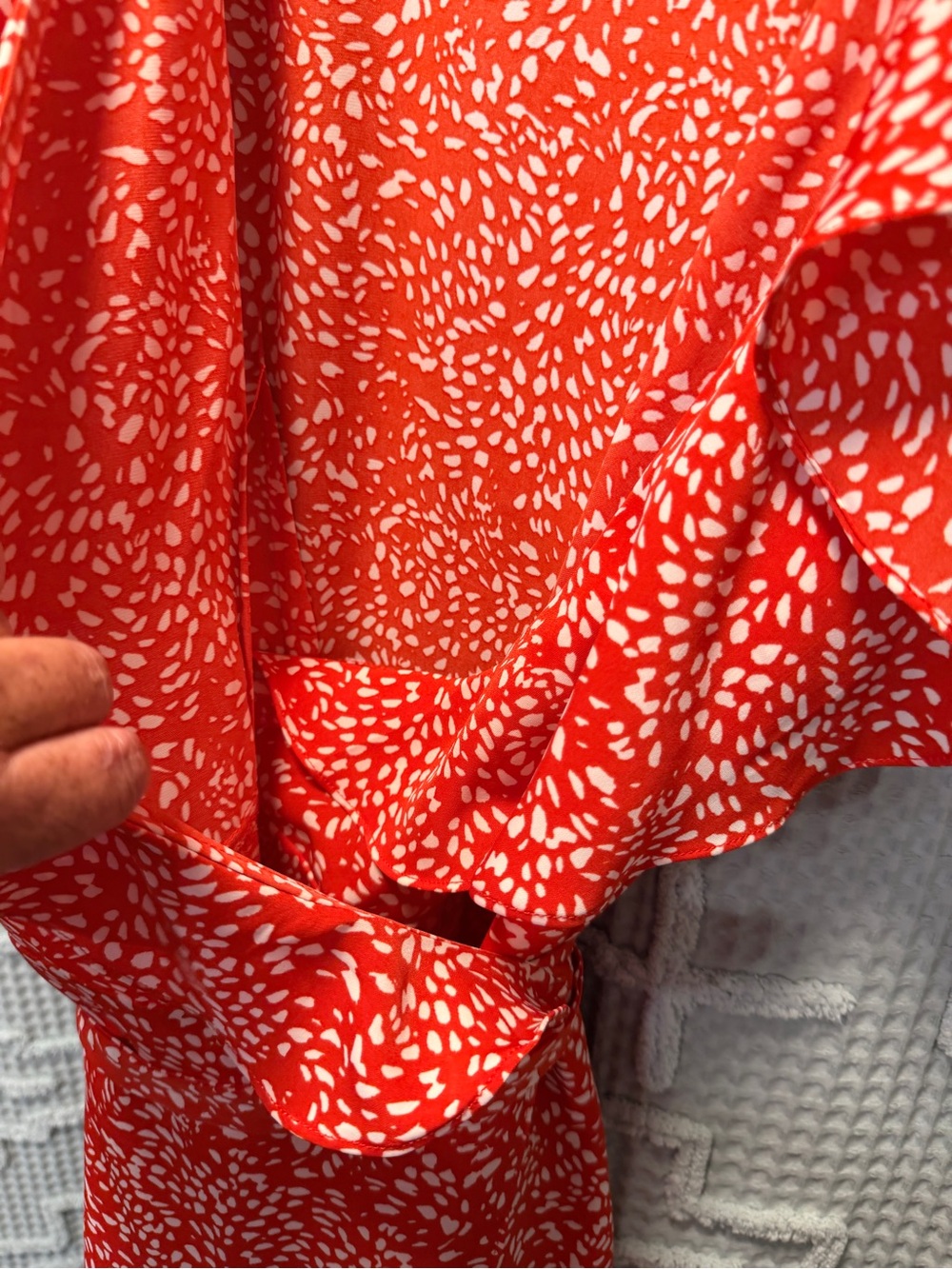 THML Poppy Red Printed Ruffle Wrap Dress - Picture 4 of 7